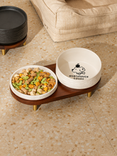 Clear Water Level Ceramic Pet Bowl with Raised Stand Design