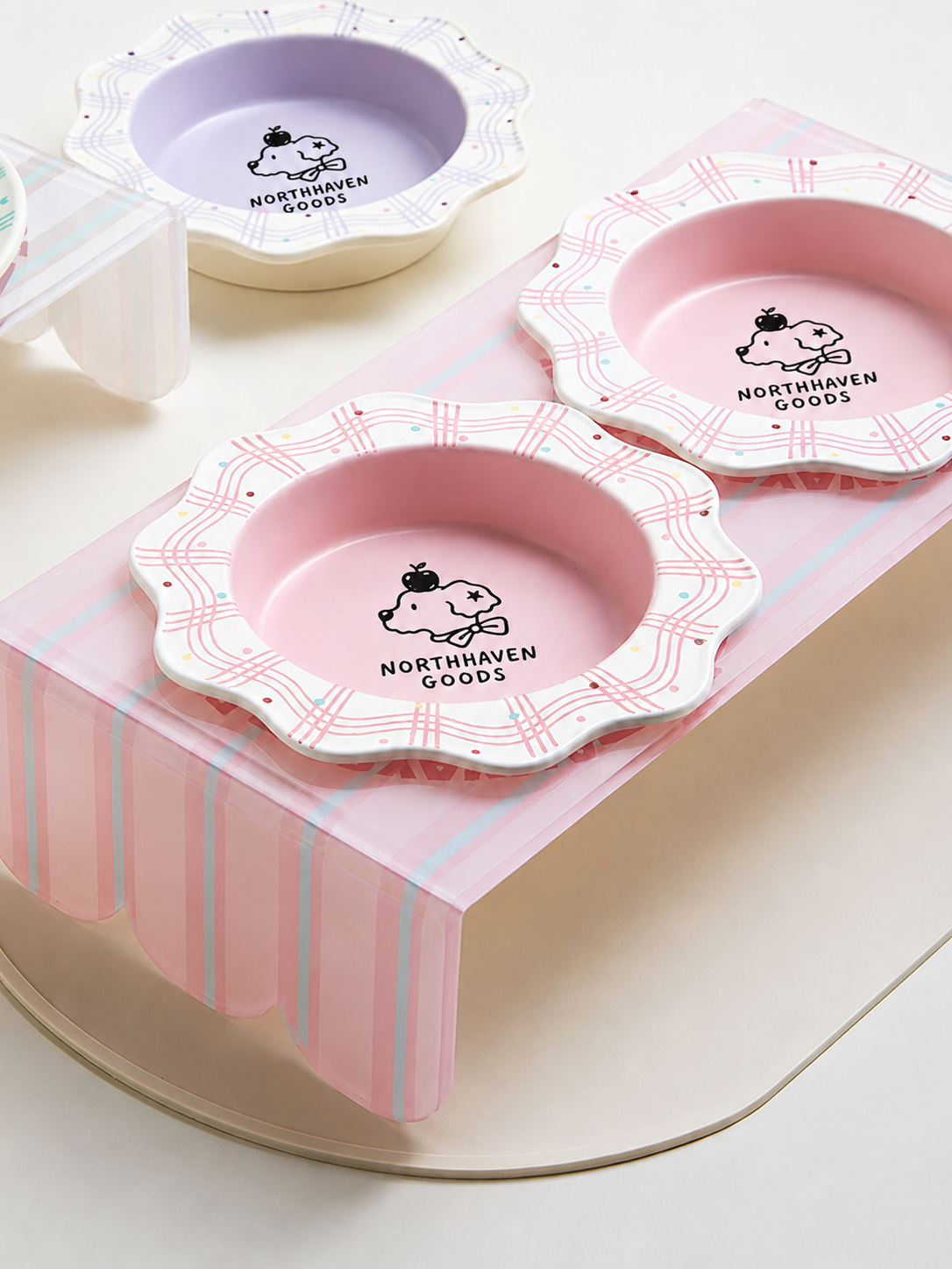 Acrylic Double Ceramic Bowl Stand for Mess-Free Pet Feeding