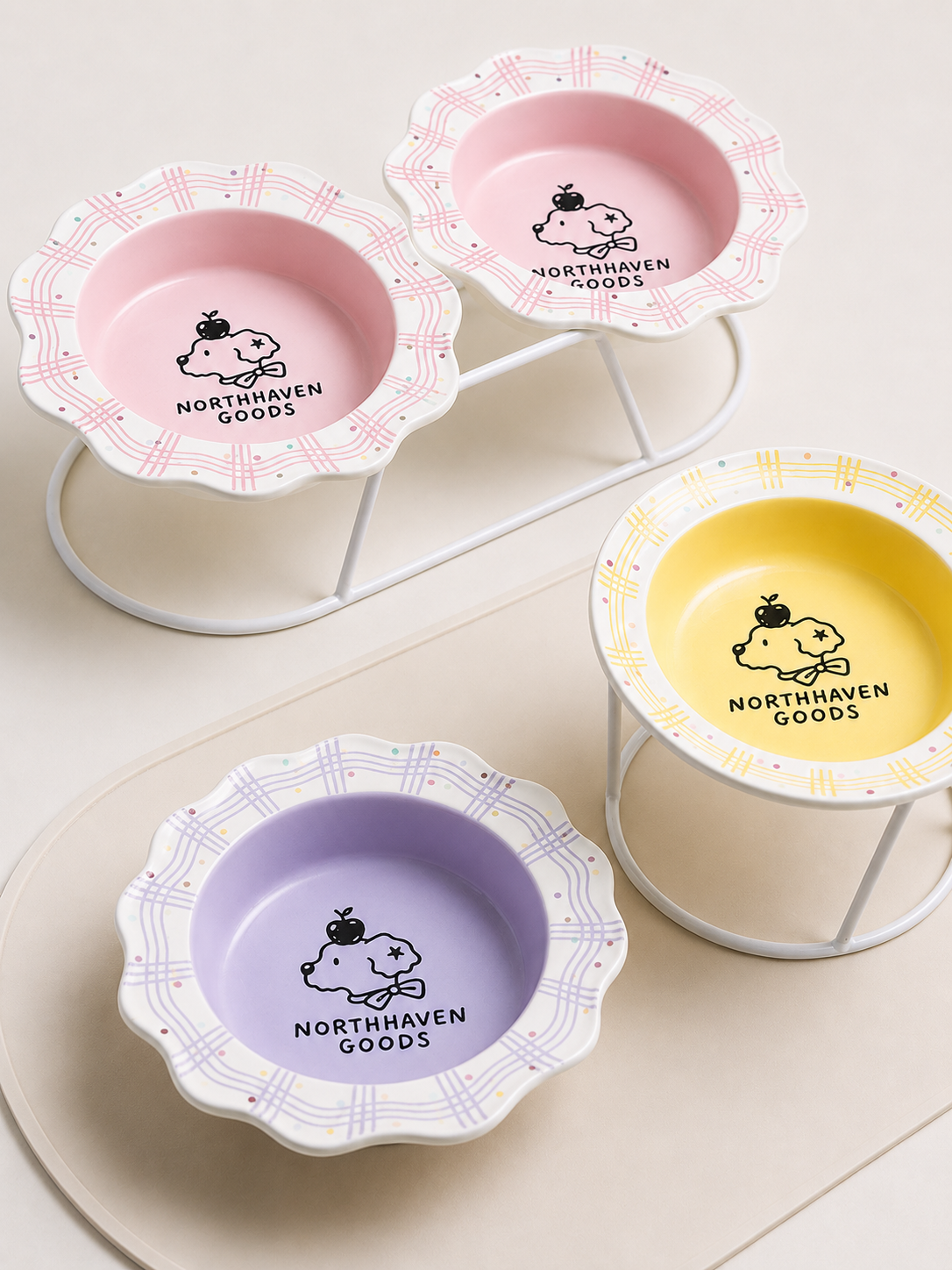 Adjustable Metal Raised Pet Bowl Holder for Cats and Dogs
