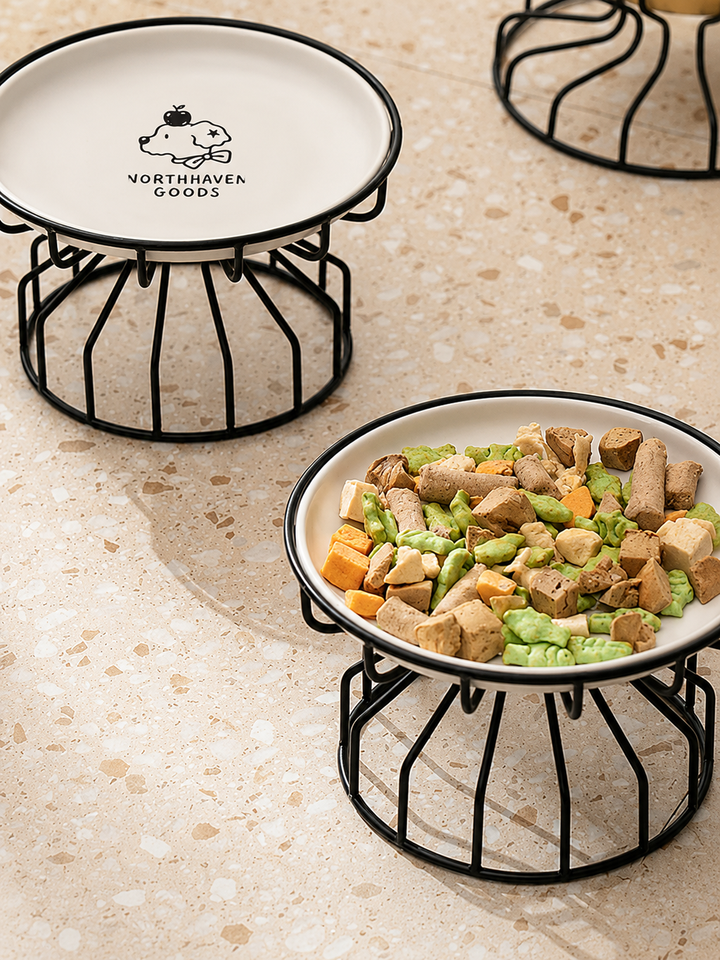Ergonomic Raised Ceramic Bowl for Small Dogs and Cats
