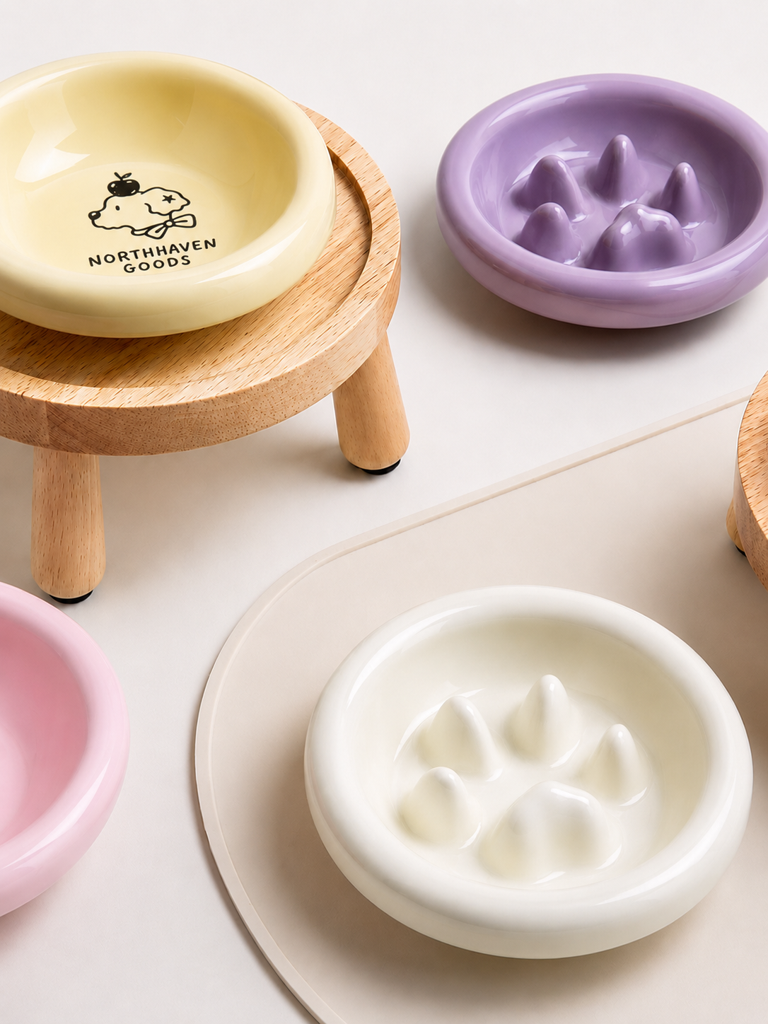 Elevated Ceramic Pet Dining Bowl Set for Cats and Dogs