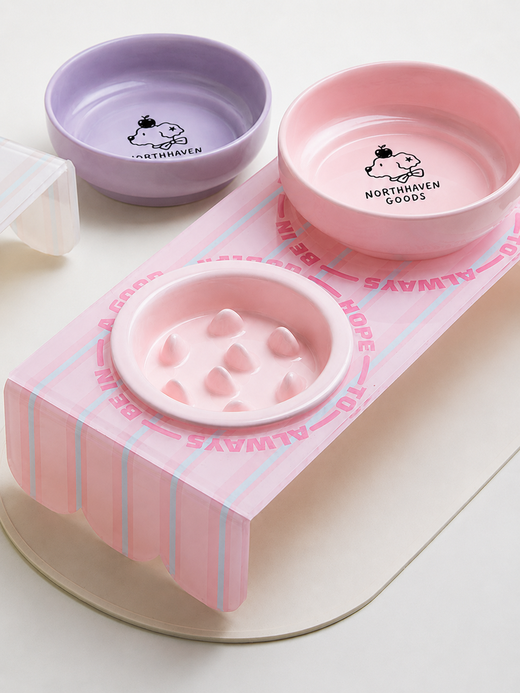 Acrylic Double Ceramic Bowl Stand for Mess-Free Pet Feeding