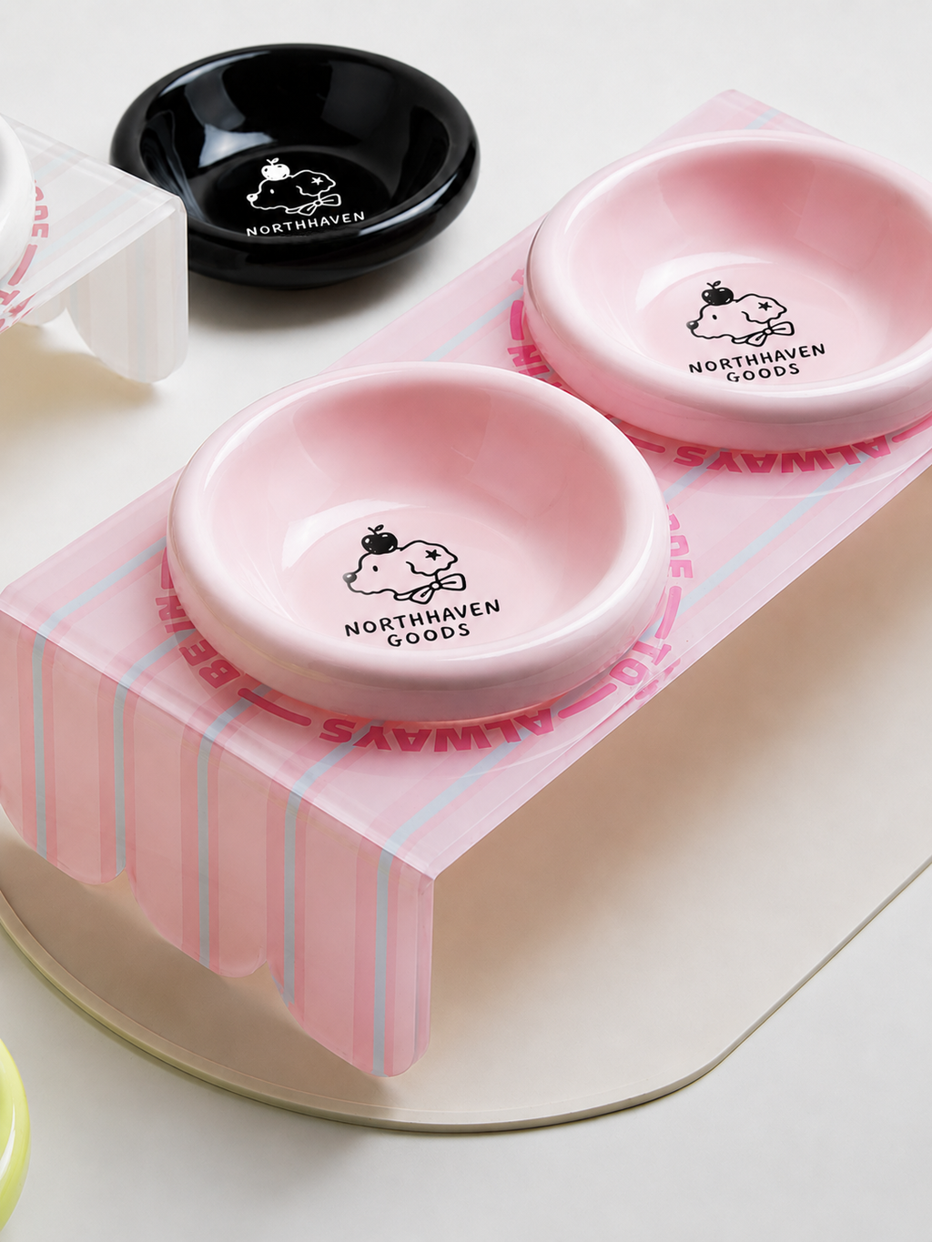 Acrylic Double Ceramic Bowl Stand for Mess-Free Pet Feeding