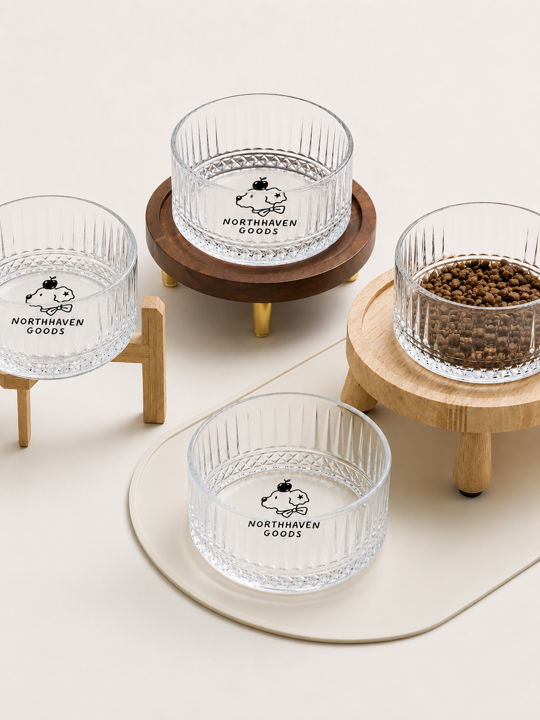 Large Opening Glass Pet Bowl with Elevated Neck-Friendly Stand