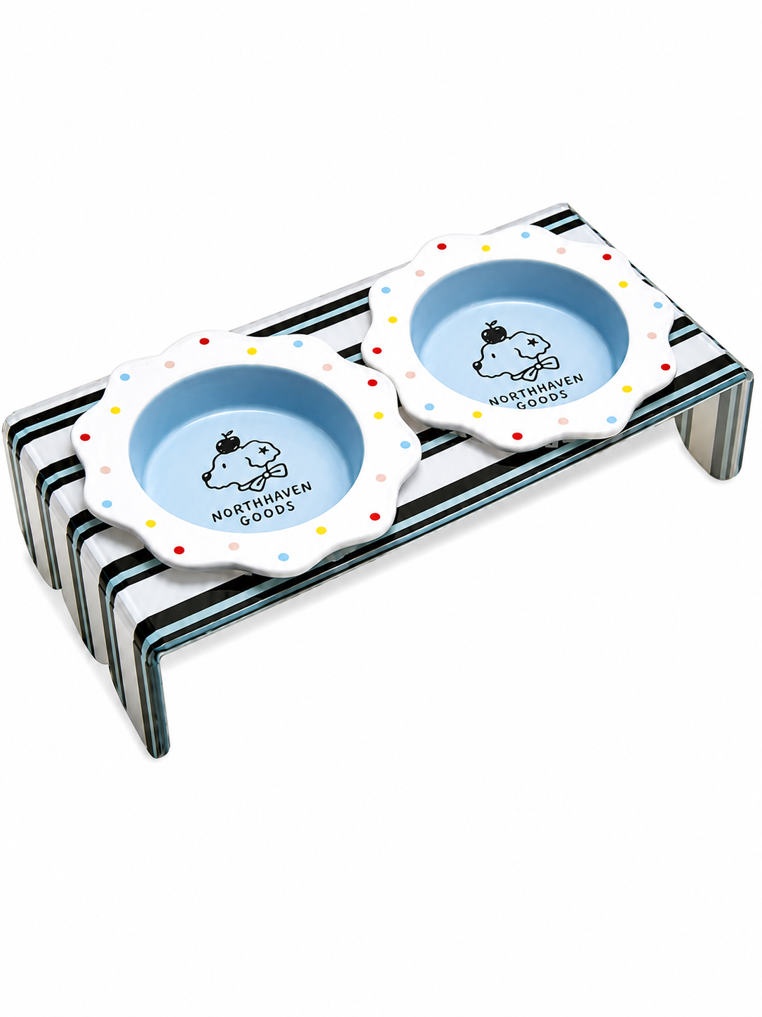 Modern Acrylic Double Bowl Feeding Station for Pets