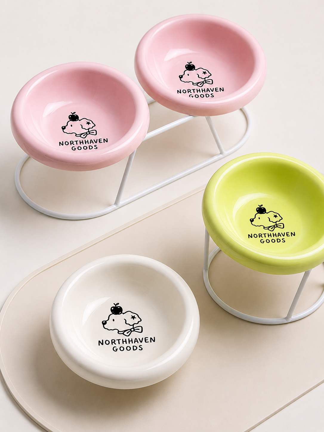 Adjustable Metal Raised Pet Bowl Holder for Cats and Dogs