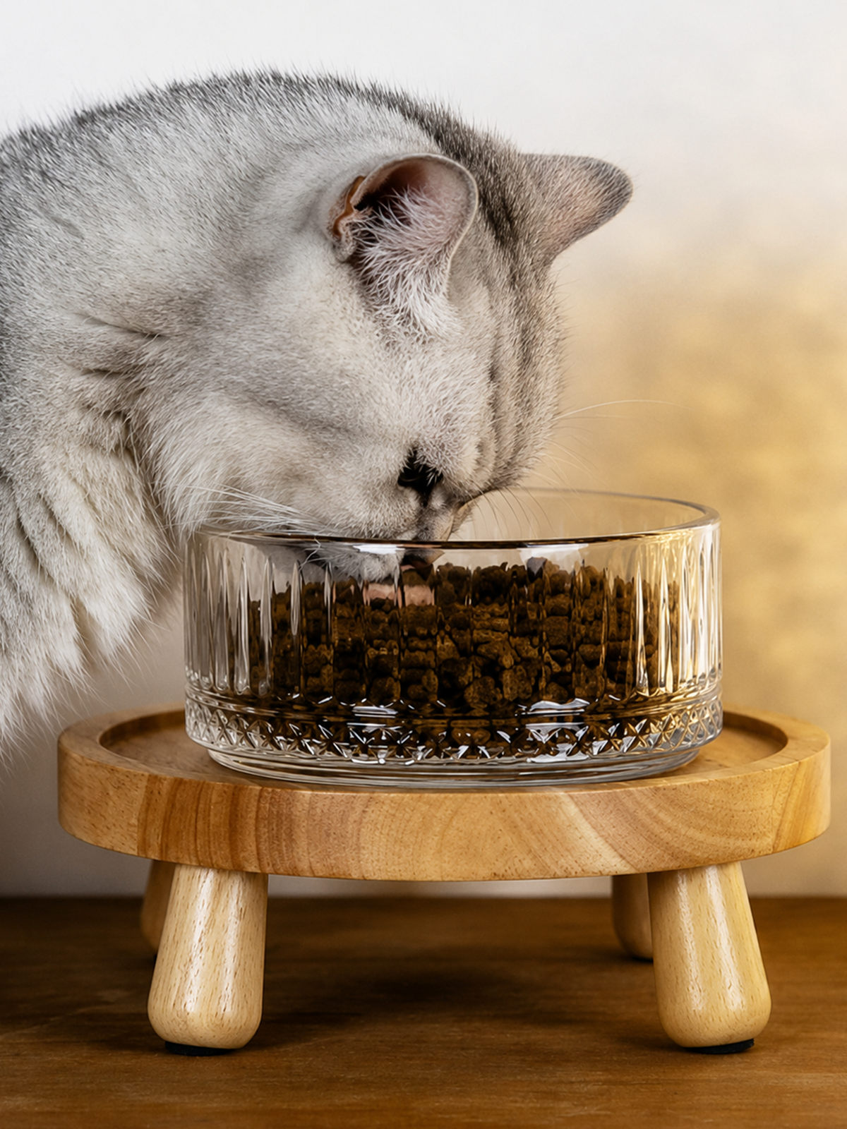 Large Opening Glass Pet Bowl with Elevated Neck-Friendly Stand