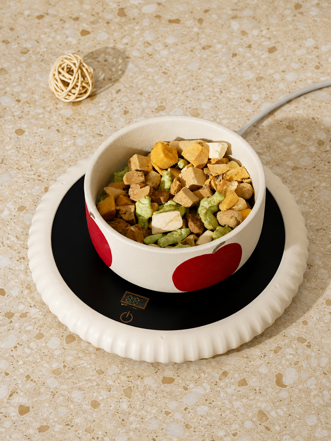 Cozy Heated Ceramic Pet Bowl for Winter Feeding and Drinking